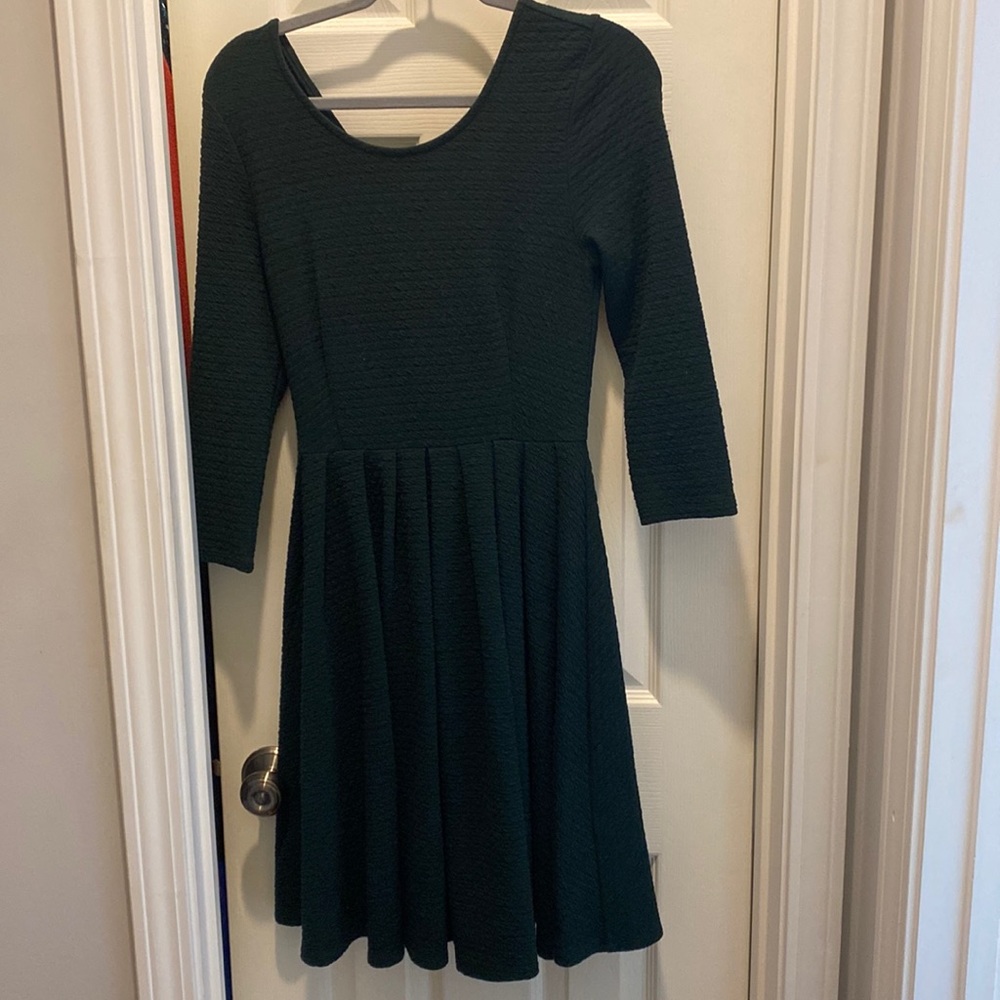 Hunter Green Long Sleeve A-Line Dress